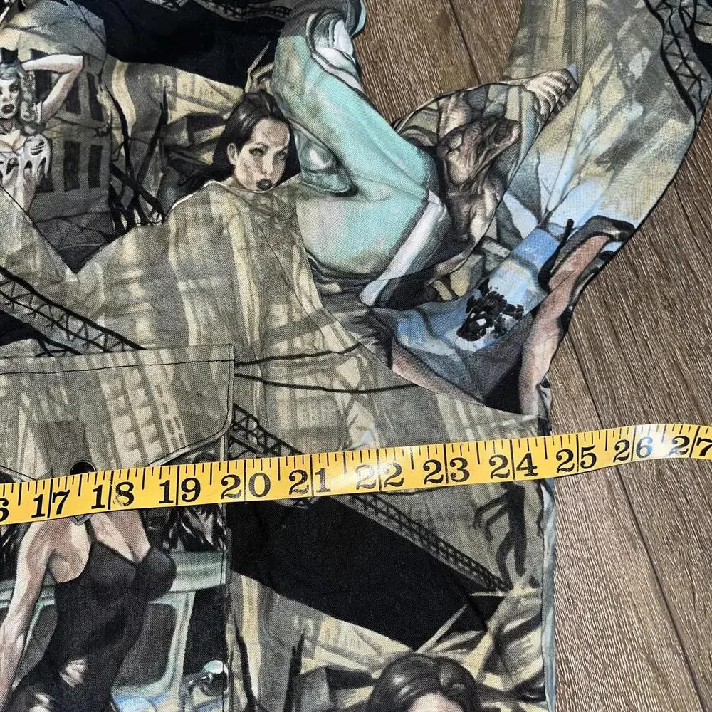 Shrine of Hollywood Men's Cowboy Shirt Hot Zombie Girls Print Multicolor XXL
